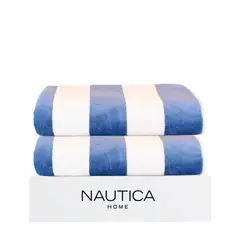 NAUTICA - 2 Toallas de Playa Home 100% algodón 163x81cm CABANA azul