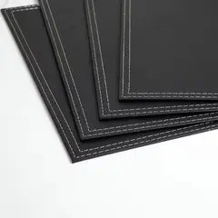 DORAL - Set 4 Individuales Rectangular Ecocuero 42x32cm Negro