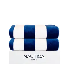 NAUTICA - 2 Toallas de Playa Home 100% algodón 163x81cm CABANA azul marino