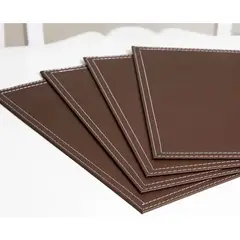 DORAL - Set 4 Individuales Rectangular Ecocuero 42x32cm Cafe