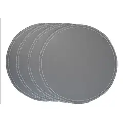 DORAL - Set 4 Individuales Redondo Ecocuero 42x32cm Gris