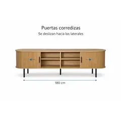SPACE HOME - Mueble Rack TV Grande 180 cm Oslo - Puertas Corredizas