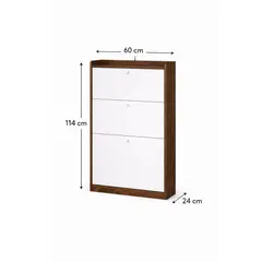 SPACE HOME - Mueble Organizador Zapatero Velux 18 Pares Blanco/Madera para Dormitorio 114×60×24