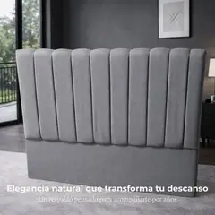 GENERICO - Respaldo de Cama 2 Plazas Tapizado en Lino Premium Color Gris