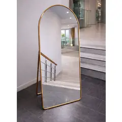 GENERICO - Espejo Cuerpo Entero Pedestal Dorado 70x150cm