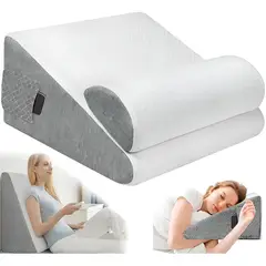 EVERSO - Almohada Cojín Antireflujo Tipo Cuña Respaldo Espuma Lumbar Gris