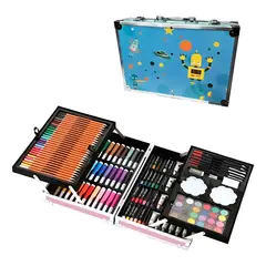 GENERICO - Kit Dibujo Niño 145 Piezas En Maleta Aluminio Doble Piso