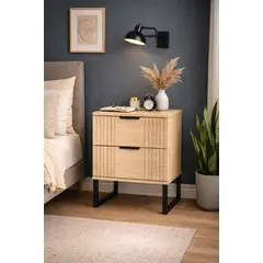 SPACE HOME - Velador Veluxa Crema 2 Cajones Amplios Diseño Moderno