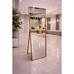GENERICO - Espejo Cuerpo Entero Pedestal Dorado 70x150cm