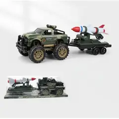 GENERICO - Camioneta Militar Juguete Con Remolque Lanzamisiles 45cm