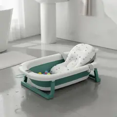 JAGIMA - Bañera Plegable Bebé + Malla + Termómetro - Rosa Bañera Digital - Verde - Talla única