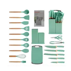 GENERICO - Pack de Utensilios de Cocina de Silicona Verde