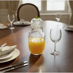 GENERICO - Jarra Con Vaso De Vidrio Para Velador Diseño Tallado