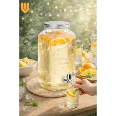 GENERICO - Frasco Dispensador Fiestas Jugo Agua Bebidas Vidrio Hogar 4l