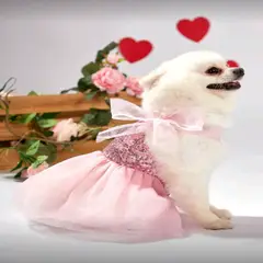 GENERICO - VESTIDO LENTEJUELAS ROSADO PARA MASCOTAS