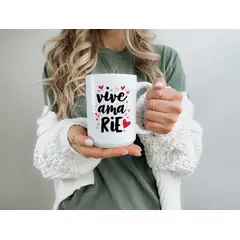 SM - Tazón “Vive Ama Ríe” Taza Motivacional para todos Taza Frases Positivas