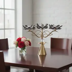 GENERICO - Candelabro Dorado De Vidrio 33 Cm Decoración