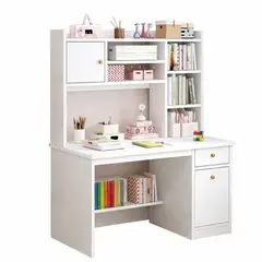 ACTUAL - Escritorio con Biblioteca Blanco 100x45x151 cm con Cajones y Repisas para Estudio y Home Office