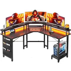 YOMYM - Escritorio Oficina Forma L 129×129×89 cm Negro