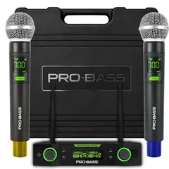 PROBASS - Pack de 2 Micrófonos Inalámbricos Profesionales UHF