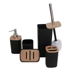 GENERICO - Juego De Accesorios De Baño 5 Pcs Kits Esenciales Decorativo Color Negro