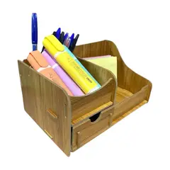 OEM - Organizador De Escritorio Porta Lápices Color Madera 14x21cm