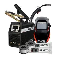 KRATTO - 7 Soldadora FLUX MIG-120 + Mascara+ FLUX 2kg+ 2kg Electrodos