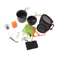 GENERICO - Kit Cocina Camping Ds-101 Olla + Sarten + Fogon Piezo + Otro