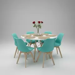 CORI CORI - Comedor Mesa Blanca 120cms + 6 Sillas Tulip