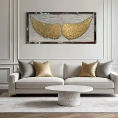 DEKAM DISEÑO - Cuadro Espejado Alas Doradas Pintado 141x71 cms