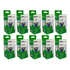 DRL - Pack 10 Ampolleta Led 15w 1200lm Cálida Blanco Sec Blanco Cálido