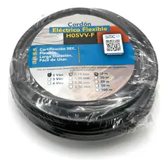 GENERICO - Cable Cordón Eléctrico Sil Flexible 2x075mm2 10m Negro Sec