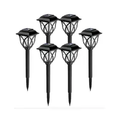 GENERICO - Pack X6 Faroles Solar Estaca Exterior Jardín Iluminación Negro