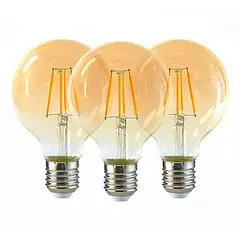 MEGABRIGHT - Pack 3 Ampolleta LED G80 Yellow Glass E27 6W VINTAGE