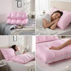 GENERICO - ALMOHADA ROSA 70x50 Cm Pack De 2 IDEAL PARA DORMITORIO SUAVE Y COMODA TFI