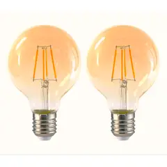 MEGABRIGHT - Pack 2 Ampolleta LED G95 Yellow Glass E27 6W VINTAGE
