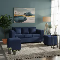 DECO OUTLET - Living Kansas 3 cuerpos + 2 Pouf Felpa