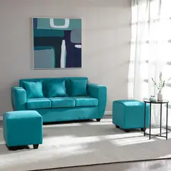 DECO OUTLET - Living Kansas 3 cuerpos + 2 Pouf Felpa