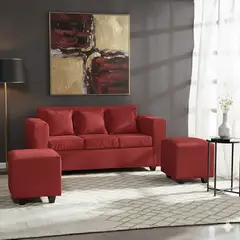 DECO OUTLET - Living Kansas 3 cuerpos + 2 Pouf Felpa