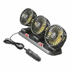 GENERICO - Ventilador Triple Cabezal Giratorio Para Autos 12v