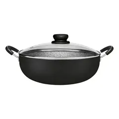 PANELUX - Wok Sarten 28cm Antiadherente Granito Con Tapa Negro Negro