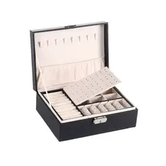 GENERICO - Organizador Joya Joyero Para Collar Anillos Caja De Almacenamiento De Joyas Dos Niveles 23179cm Negro