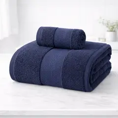GARSIL - Set 2 Toallas Baño Gruesas 100% Algodón Hotel Azul Oscuro