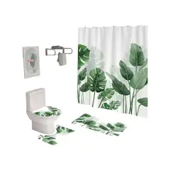 GENERICO - Set de baño 5 piezas Cortina mas Alfombras mas forro de ducha