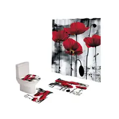 GENERICO - Set de baño 5 piezas Cortina mas Alfombras mas forro de ducha