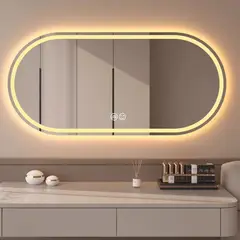 BLUEDREAMER - Espejo Con Luz Led Touch De Lujo Para Tocador O Baño 50x70cm