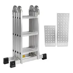 DRL LIGHTING - Escalera Multiproposito Alum 12 Peldaños 35m + 2 Plataforma Gris