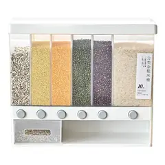 GENERICO - Dispensador 6 Compartimentos Granos Cereal Arroz Pasta Mesa