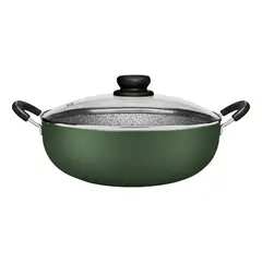 PANELUX - Wok Sarten 28cm Con Tapa Granito Antiadherente Verde Verde