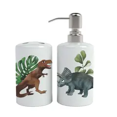 PAPER HOME - Set de baño Cerámica diseño dinosaurios 2 piezas Paper-Home